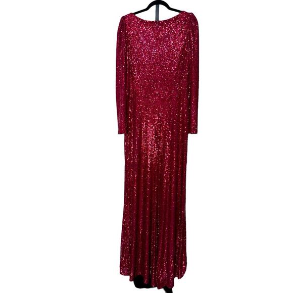 NWT IEENA for MAC DUGGAL 26395 Wine Sequin Wrap Evening Gown Women’s - Picture 8 of 10